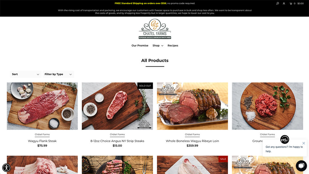 Chatel Farms Shopify Website